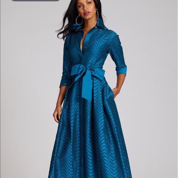 Teri Jon gown Teal SZ 10 NWT- mother of the bride/groom black tie/charity event - Picture 1 of 13